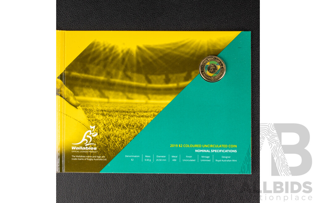 Australian UNC Commemorative Two Dollar Coins Including 2021 Indigenous Military Service, 2020 Australia's Fire Fighters, Three 2019 Wallabies