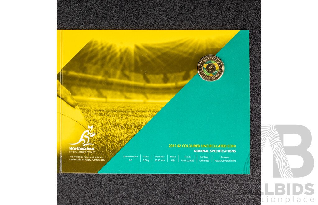 Australian UNC Commemorative Two Dollar Coins Including 2021 Indigenous Military Service, 2020 Australia's Fire Fighters, Three 2019 Wallabies