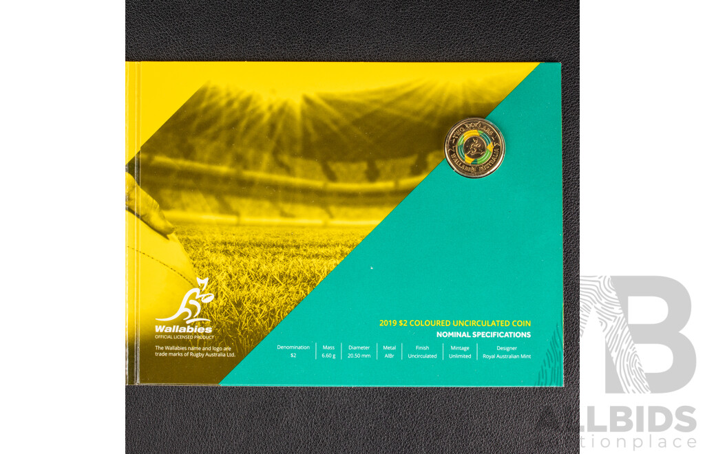 Australian UNC Commemorative Two Dollar Coins Including 2021 Indigenous Military Service, 2020 Australia's Fire Fighters, Three 2019 Wallabies