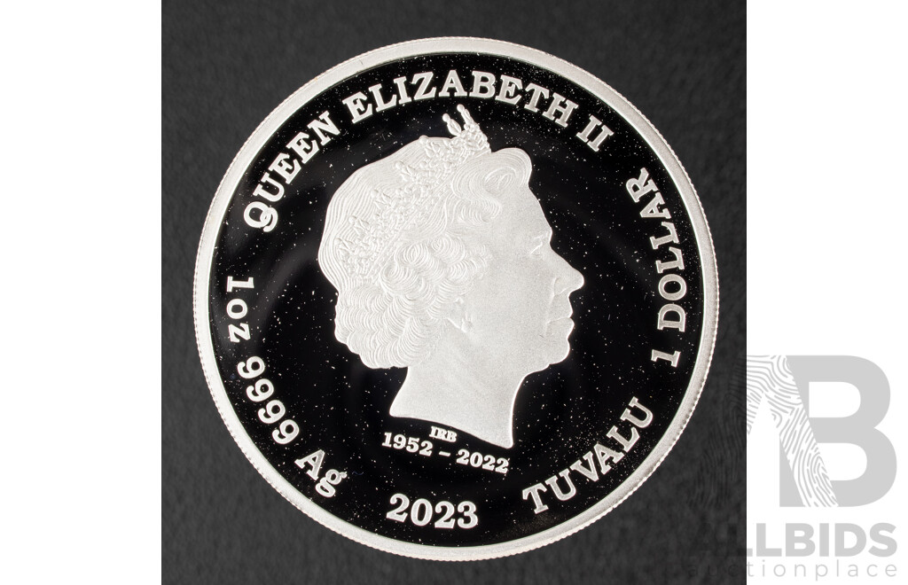 Tuvalu Perth Mint 2023 Silver Proof Coloured One Dollar Coin, 007 - Live and Let Die .999