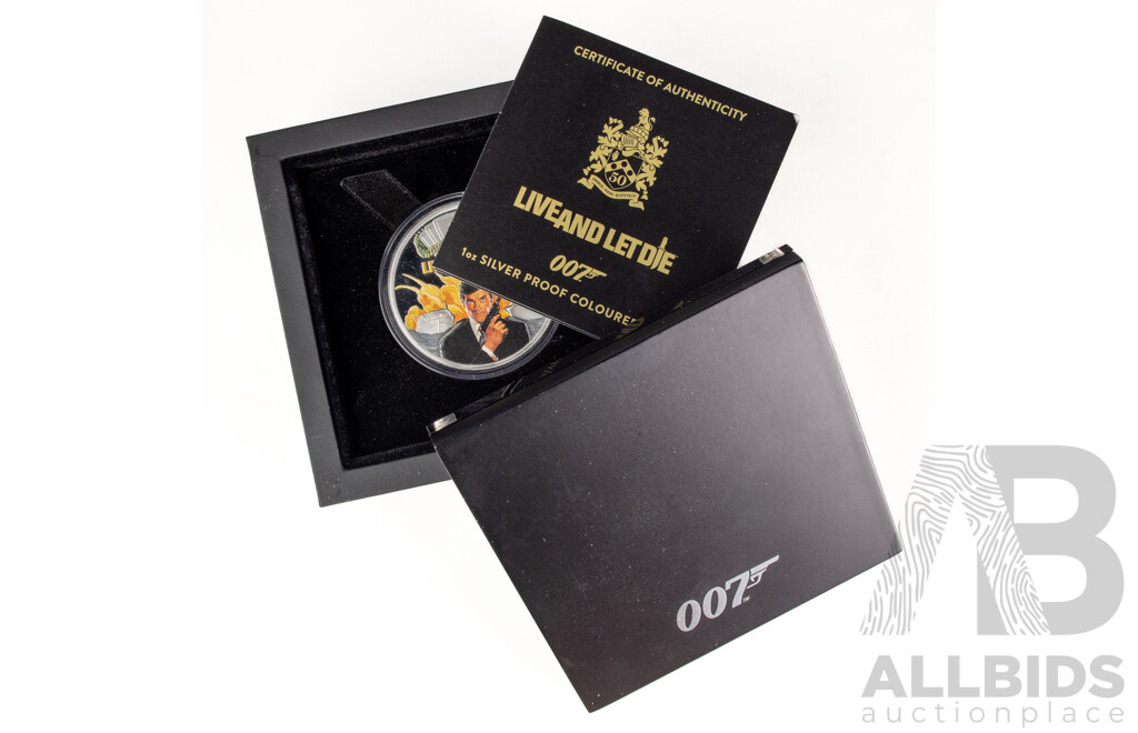 Tuvalu Perth Mint 2023 Silver Proof Coloured One Dollar Coin, 007 - Live and Let Die .999