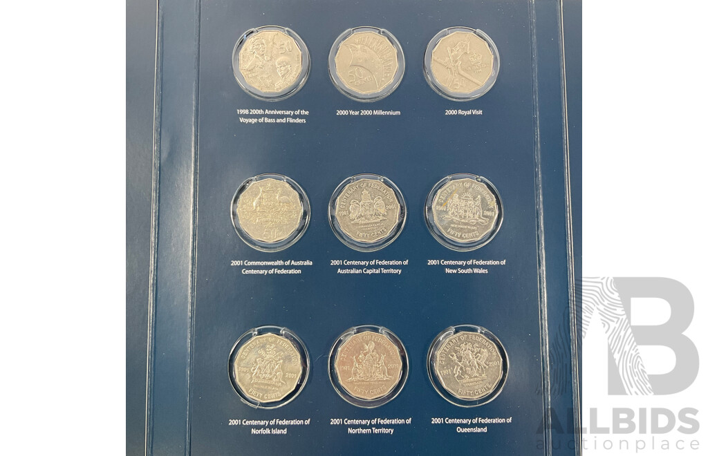 Australian RAM Fifty Cent Coin Collection Folder, Examples Spanning 1970 to 2019