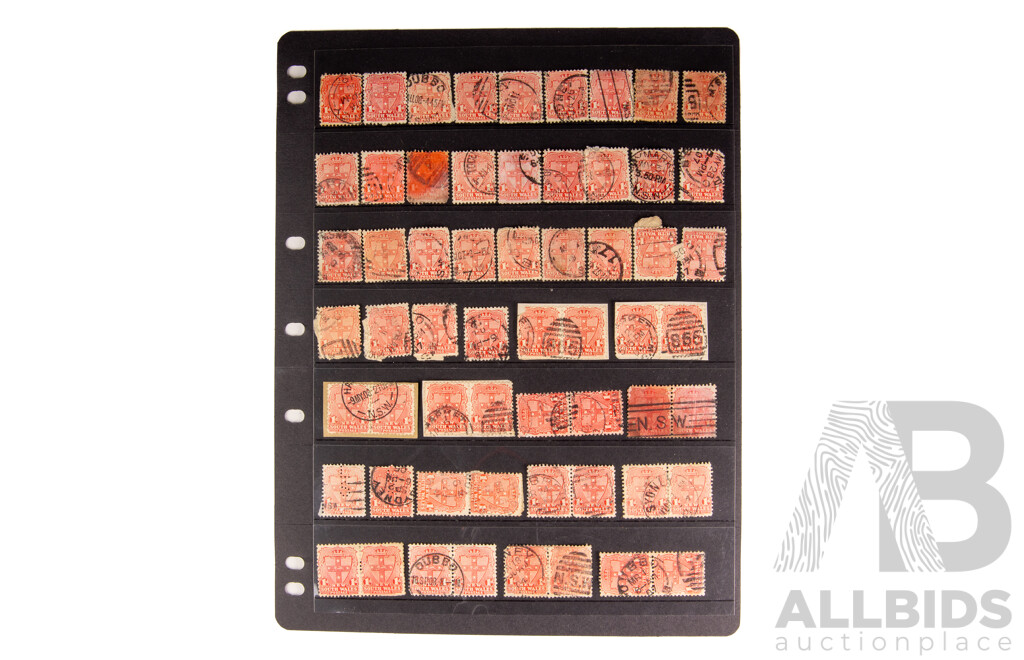 Collection of Australian 1900's-1910's State Stamps Including Victoria QV Head One Penny, Kangaroo on Map Two Shillings, New South Wales One Penny