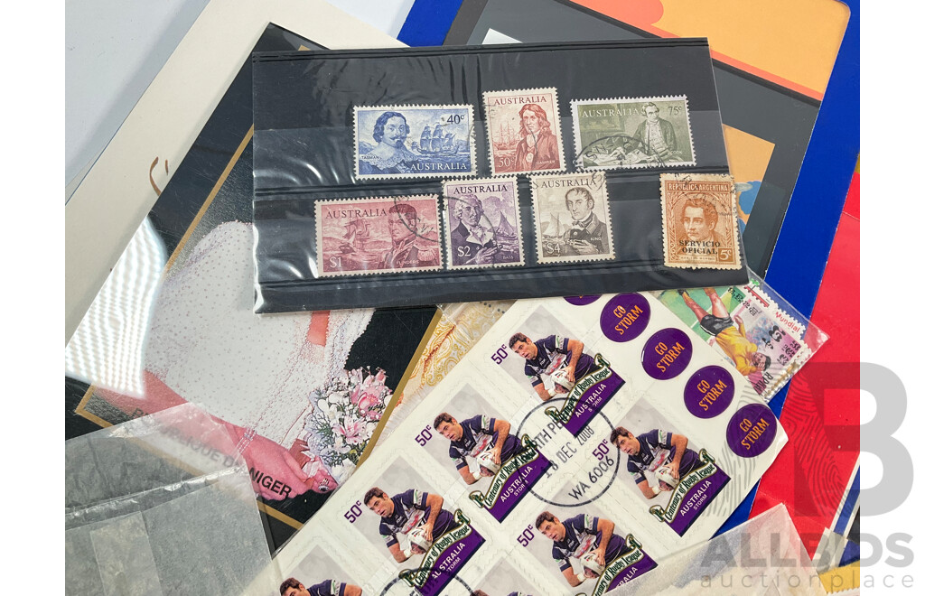 Collection of Australian Mint Stamps, Packs and First Day Covers Including Mint Predecimal Blocks, Mint Antarctic Territory Sheets, 1970's and 80's Stamp Packs Including America's Cup........