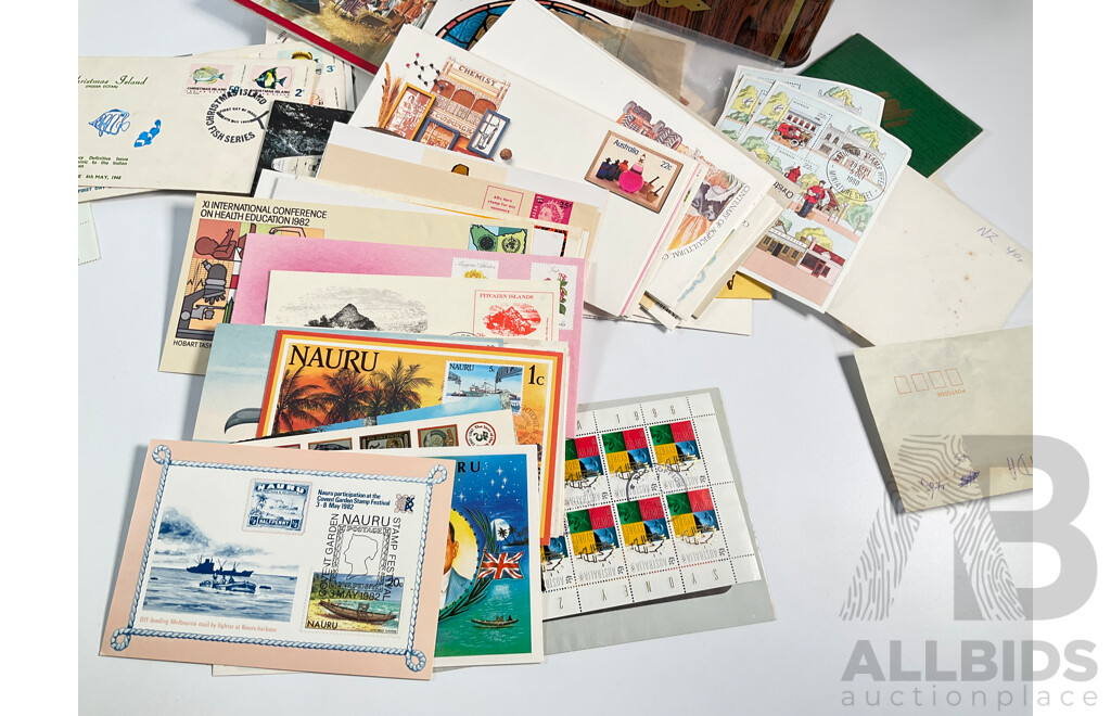 Collection of Australian Mint Stamps, Packs and First Day Covers Including Mint Predecimal Blocks, Mint Antarctic Territory Sheets, 1970's and 80's Stamp Packs Including America's Cup........