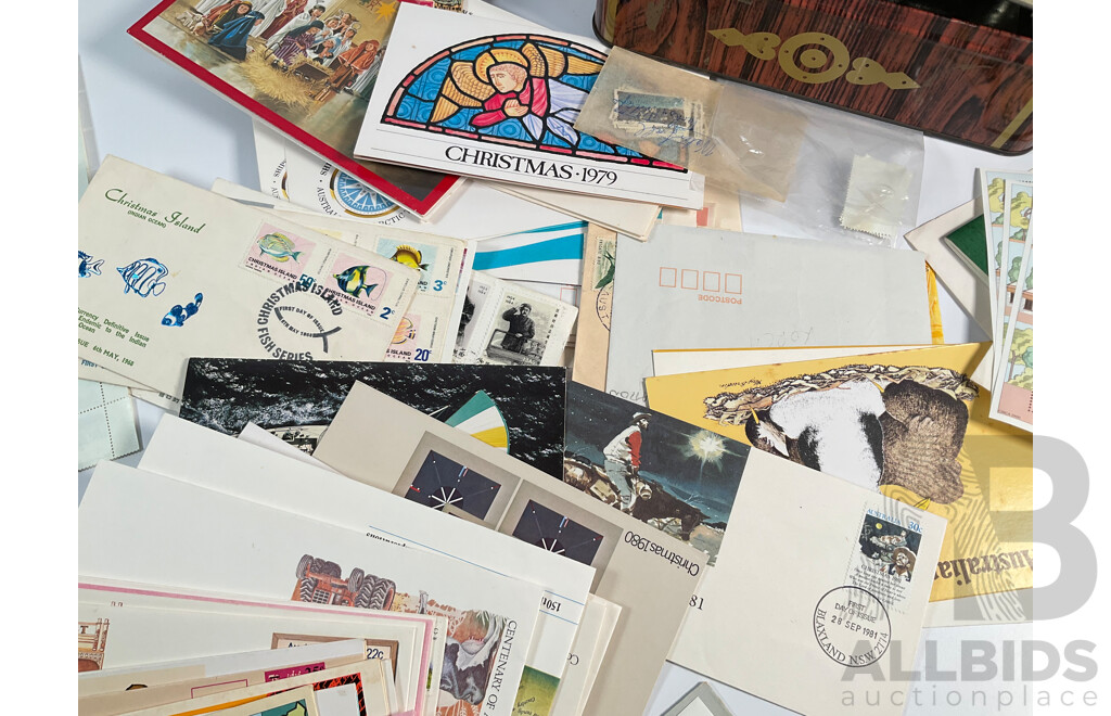 Collection of Australian Mint Stamps, Packs and First Day Covers Including Mint Predecimal Blocks, Mint Antarctic Territory Sheets, 1970's and 80's Stamp Packs Including America's Cup........