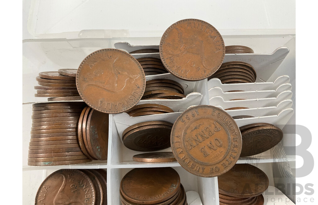 Collection of Australian Pennies and Half Pennies, Examples Spanning 1911 to 1964, Partially Sorted - Approximately 4.5 Kilograms