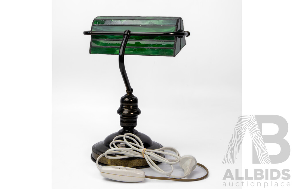 Vintage Leadlight Banker Lamp