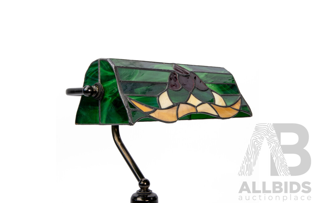 Vintage Leadlight Banker Lamp