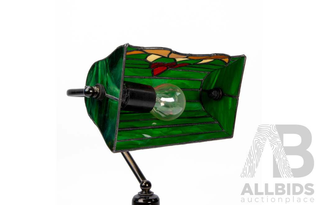 Vintage Leadlight Banker Lamp