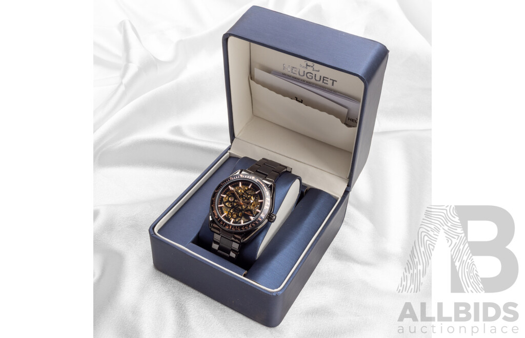 Heuguet HEU103 Automatic Skeleton Mechanical Watch - Black