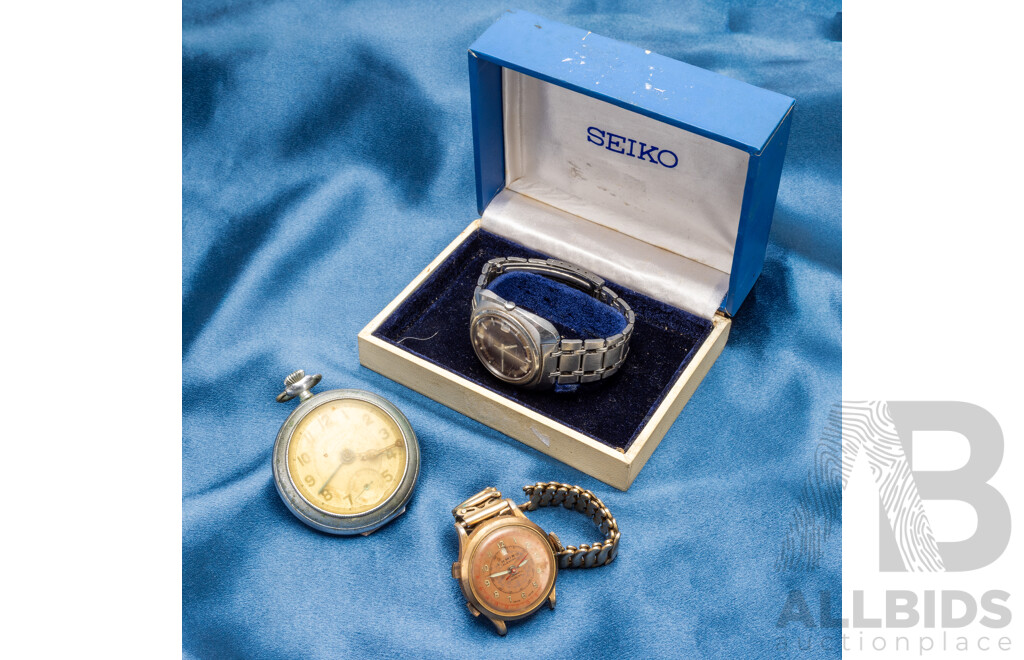 Vintage Watches: Seiko Automatic, Ermiro & Solara - Lot of 3