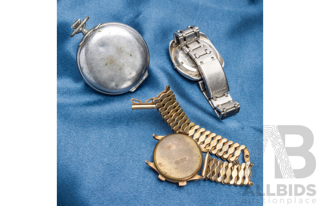 Vintage Watches: Seiko Automatic, Ermiro & Solara - Lot of 3