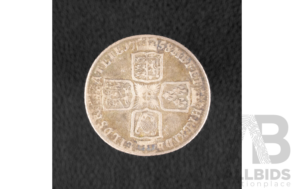 Great Britain 1758 KGII Silver Shilling .925