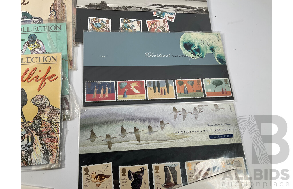 Collection of International Vintage Mint and Vintage Stamps Including Australia, USSR, Yugoslavia, Gibraltar, Indonesia, Burma, United Kingdom, Nauru, Canada, Silk Stamp Scarf, Stanley Gibbons Packs, Reproduction Imperial Korea Stamp Book
