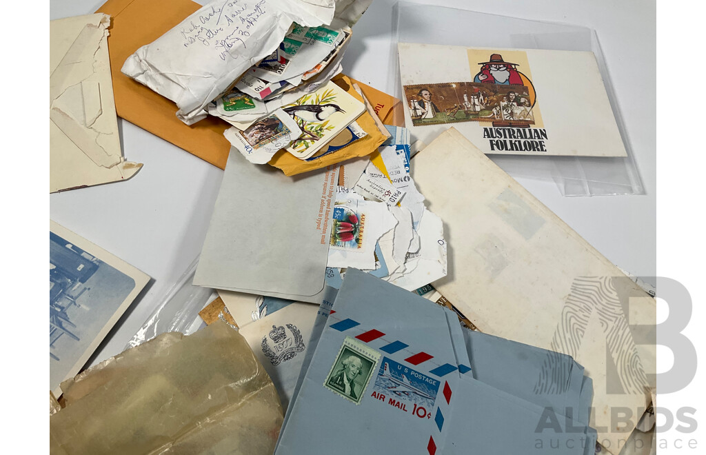 Collection of International Vintage Mint and Vintage Stamps Including Australia, USSR, Yugoslavia, Gibraltar, Indonesia, Burma, United Kingdom, Nauru, Canada, Silk Stamp Scarf, Stanley Gibbons Packs, Reproduction Imperial Korea Stamp Book