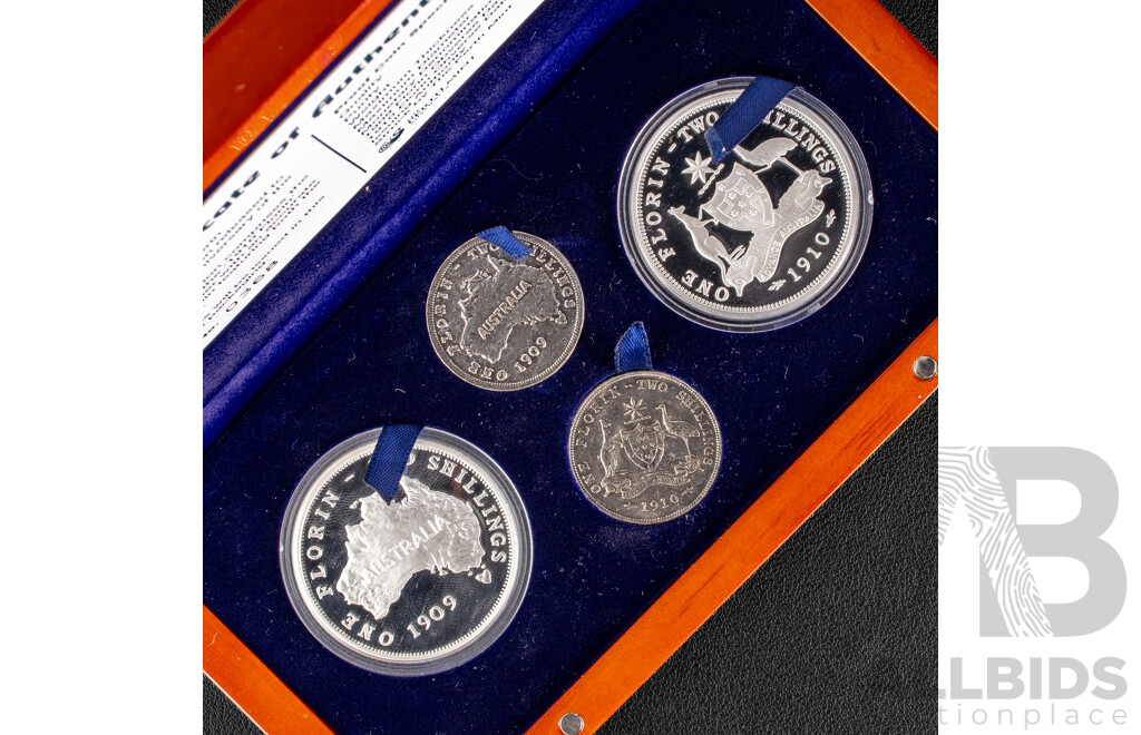 Cook Islands Perth Mint 2005/2008 Silver Proof One Dollar Coins, the 1909-1910 Australian Florin Centenary Collection .999