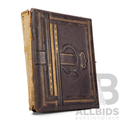 Antique Leather Bound Music Box Photo Album