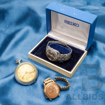 Vintage Watches: Seiko Automatic, Ermiro & Solara - Lot of 3