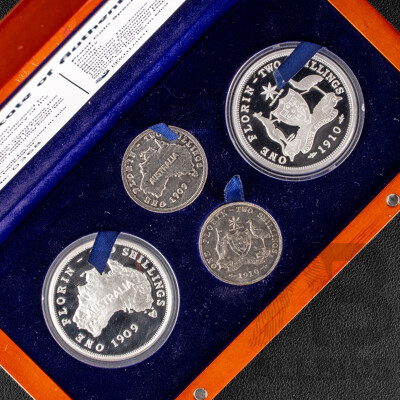 Cook Islands Perth Mint 2005/2008 Silver Proof One Dollar Coins, the 1909-1910 Australian Florin Centenary Collection .999