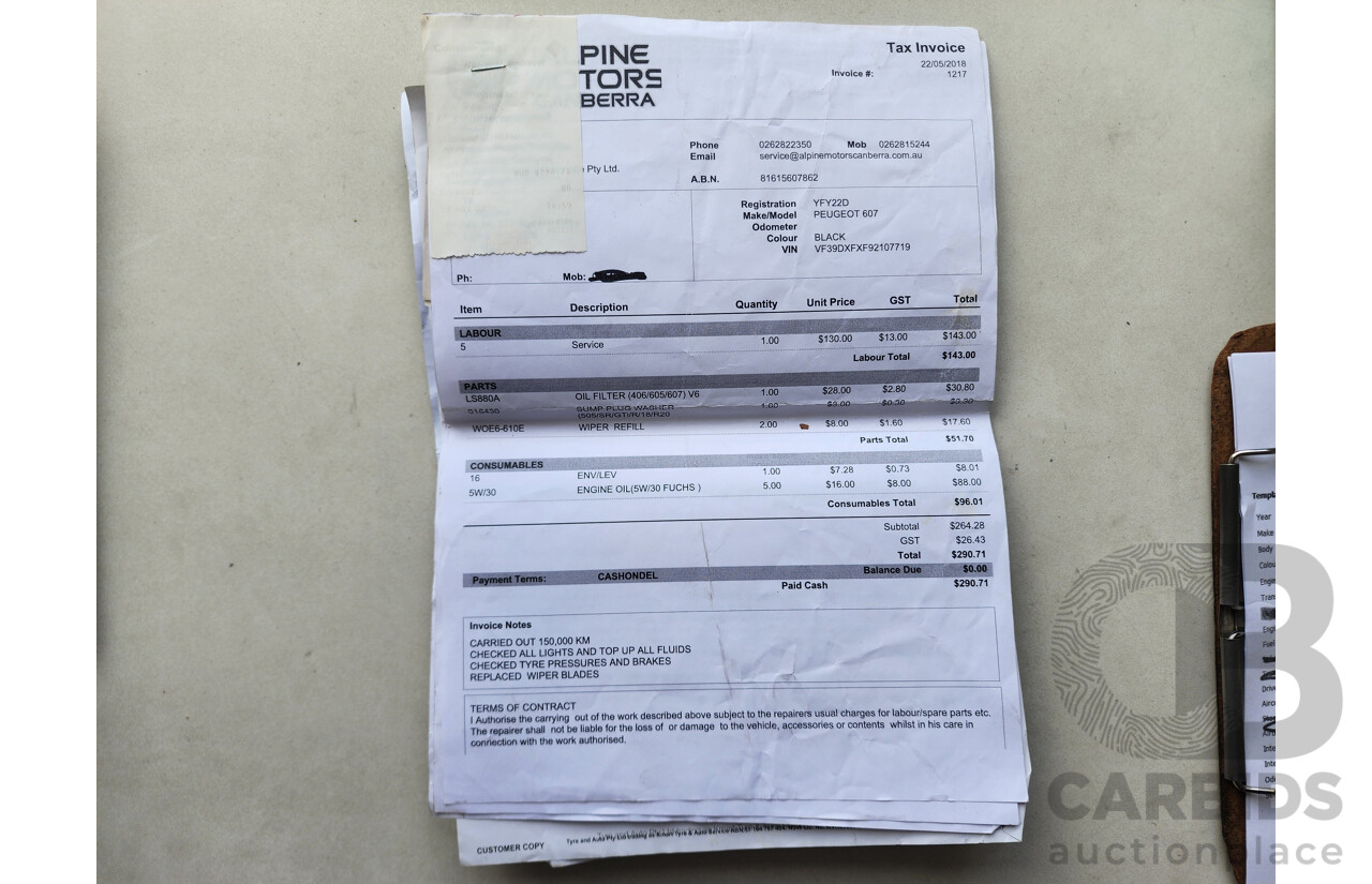 1/2005 Peugeot 607 4d Sedan Black 2.9L