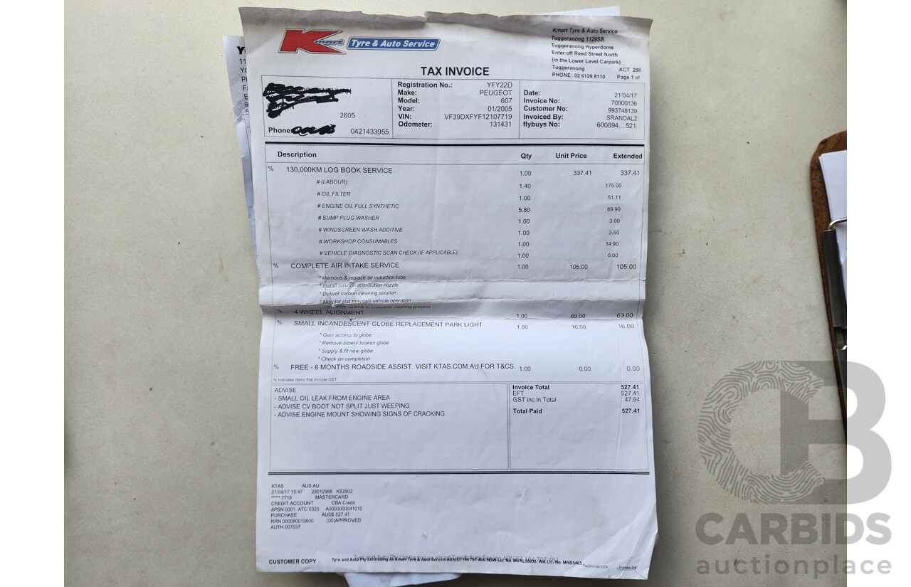 1/2005 Peugeot 607 4d Sedan Black 2.9L