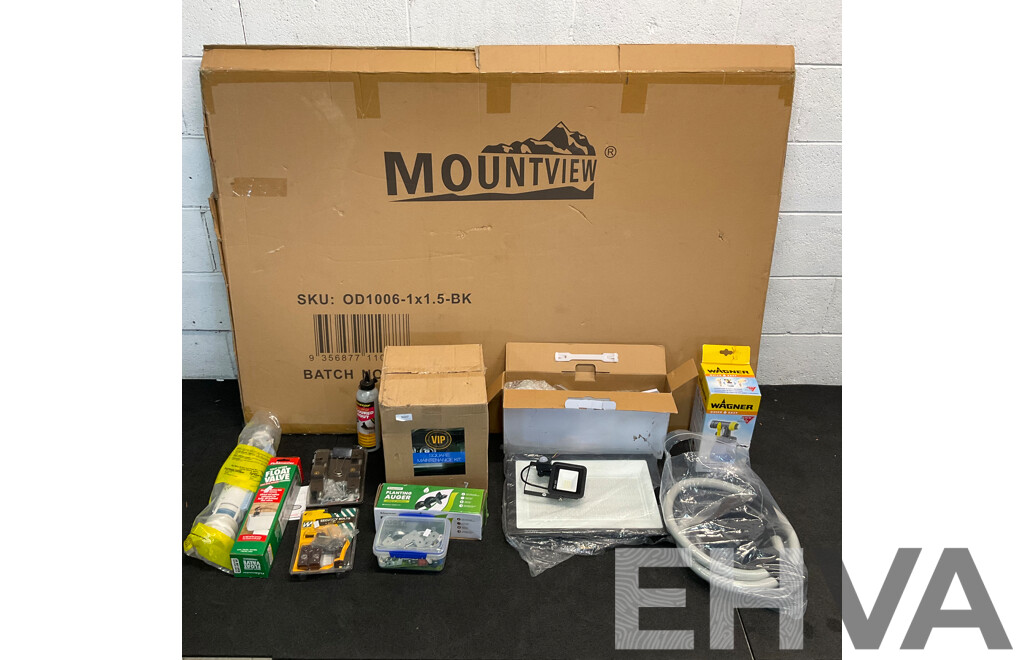 Mixed Lot - Mountview OD1006 Black 1x1.5M Conapy & Assorted House/Garage Cleaning Items and Repairs Parts