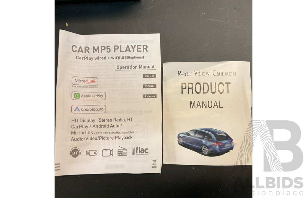 Performer 900Amp Jump Starter, Universal Front Car Seat Cover, Luxury Car Floor Mat (Model Not Specified), Car MP5 Player with Rear View Camera