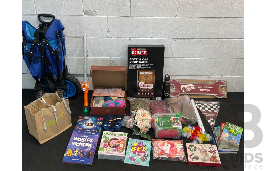 Mixed Lot - Wanderer Beach Cart & Assorted Decoration Items & Kids Craft, Books, Toys and Home Fragrance Potpourri and More