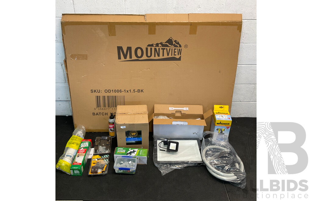 Mixed Lot - Mountview OD1006 Black 1x1.5M Conapy & Assorted House/Garage Cleaning Items and Repairs Parts