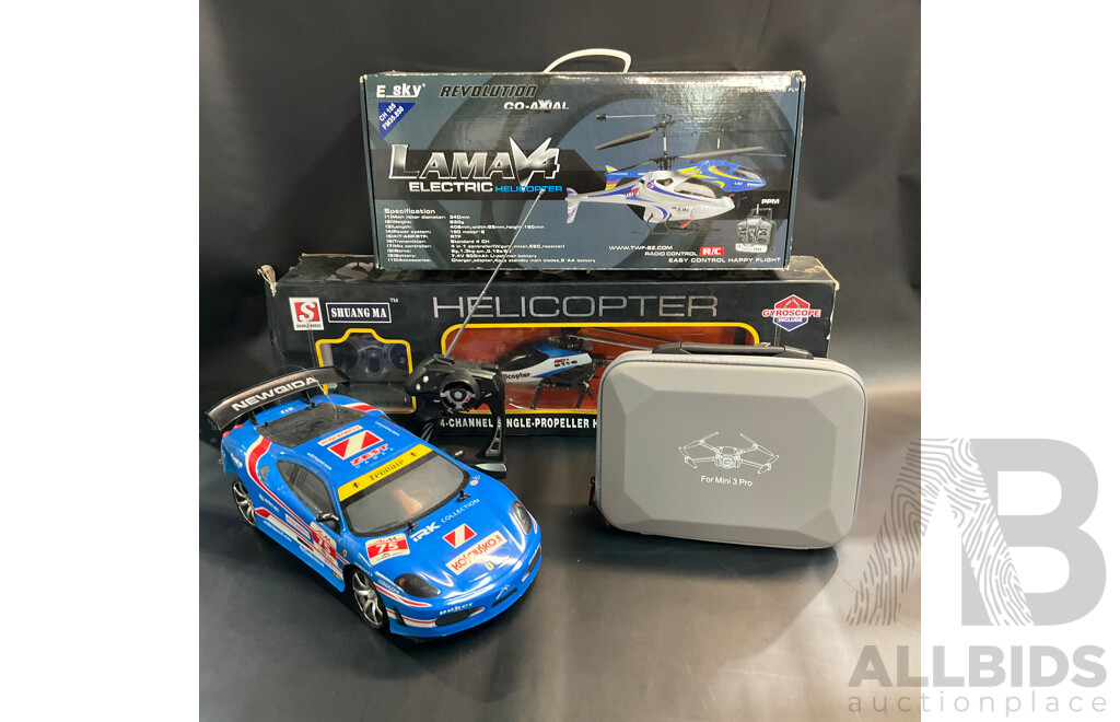 Kyosho Mini ZFerrari F430 GT Remote Control Car & Esky LaMa4 & Shuang Ma Electric Helicopter & Mini 3 Pro Storage Box