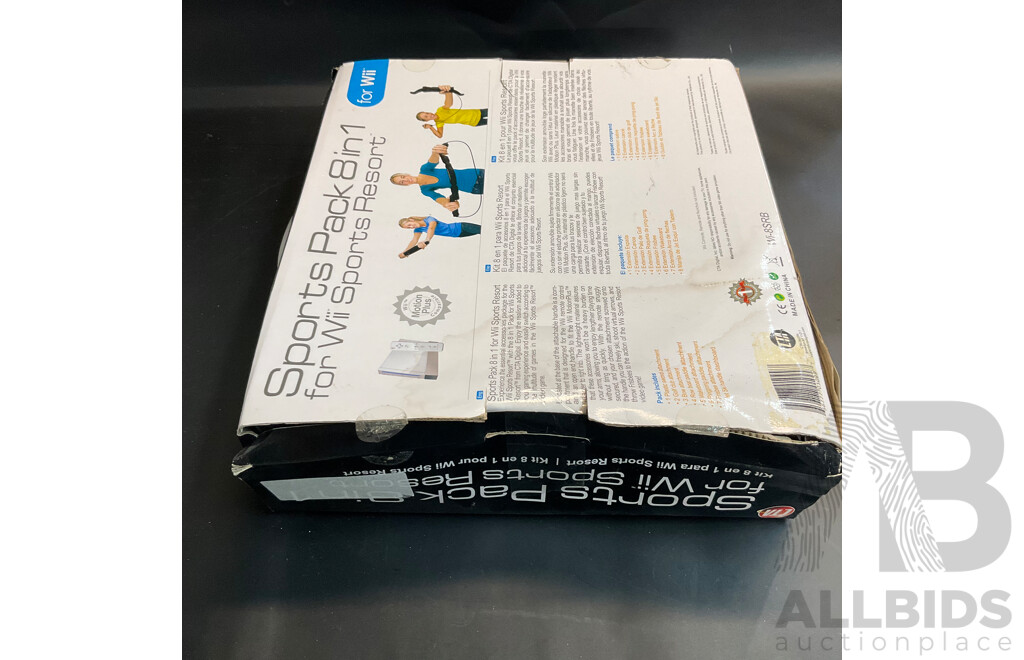 Nintendo Wii Console with Wii Fit Plus and MarioKart Game/Steering Wheel & Sports Pact 8 in 1 for Wii Sports Resort