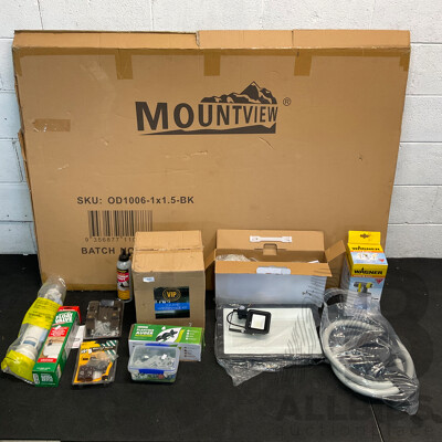 Mixed Lot - Mountview OD1006 Black 1x1.5M Conapy & Assorted House/Garage Cleaning Items and Repairs Parts