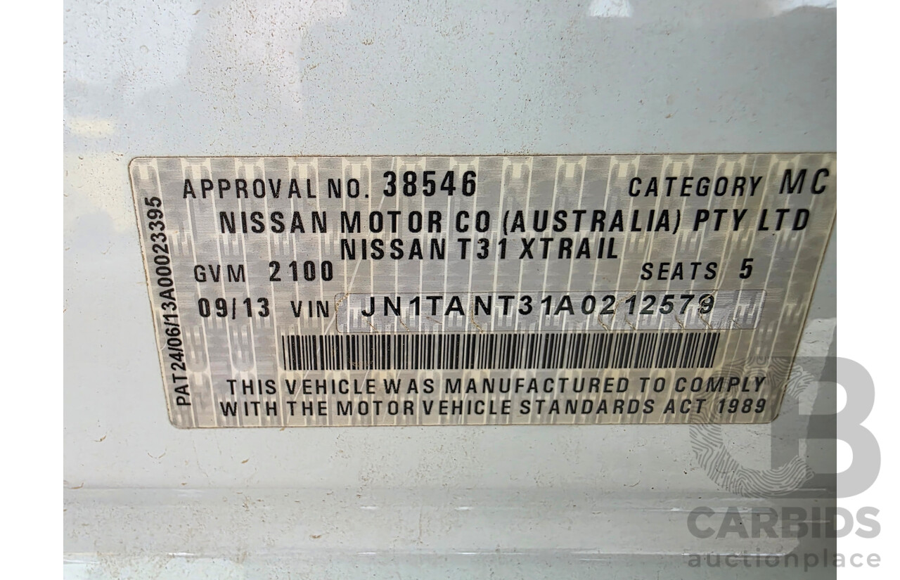 9/2013 Nissan X-Trail ST (4x4) T31 SERIES 5 4d Wagon White 2.5L