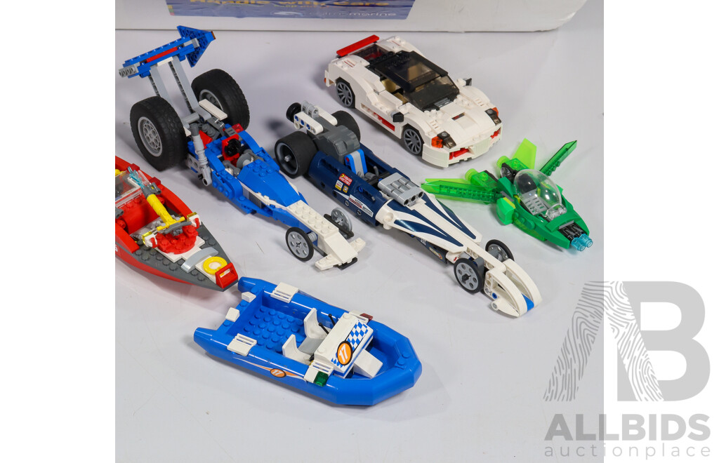 Collection of Mixed LEGO Including Planes, Cars, Boats, World Races Instructions Manual and More