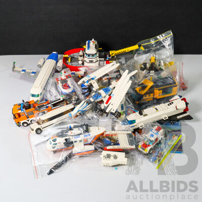 Box of Various Constructed Lego Aircraft
