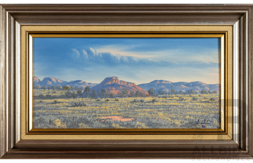 Jack Absalom, (20th Century, Australian), Kunjy's Country (1980),  Original Oil on Canvas Board, 32 x 52 cm (frame)