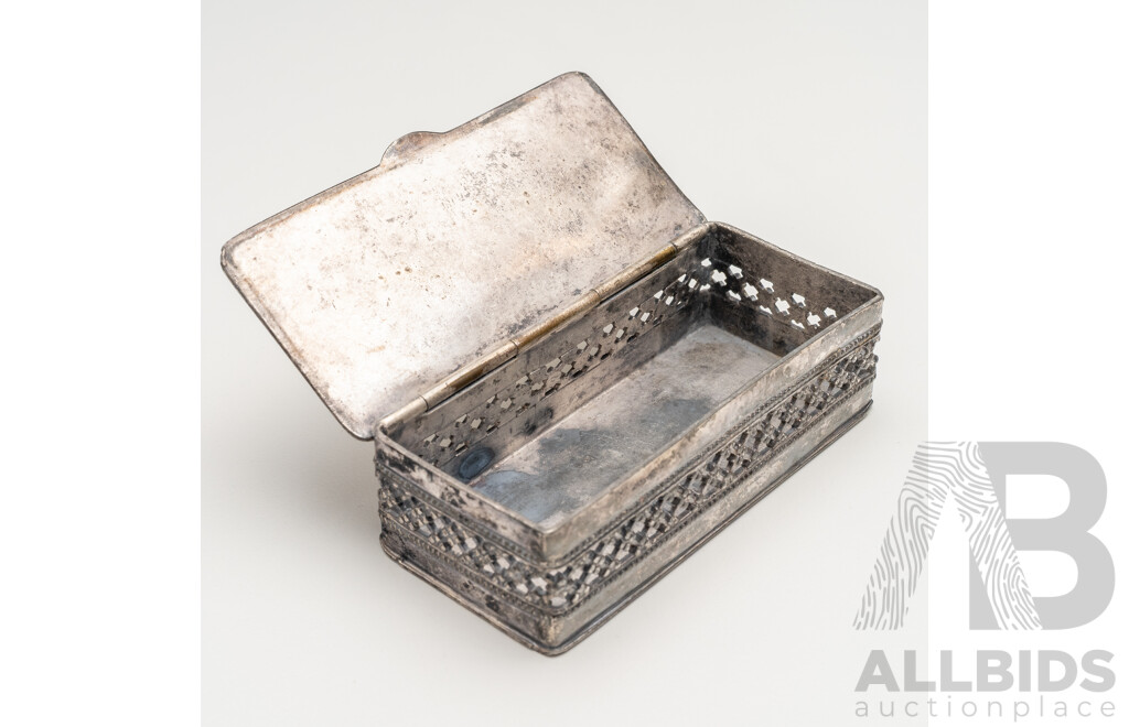 Vintage Silver Plated Base Metal Pin Box