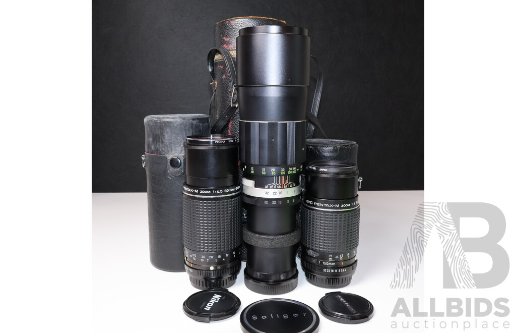 SMC Pentax-M Telephoto Zoom Lenses & Soligor 350mm Lens with Cases