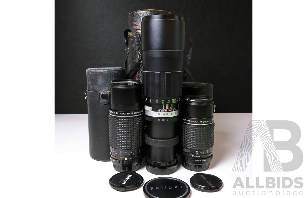 SMC Pentax-M Telephoto Zoom Lenses & Soligor 350mm Lens with Cases