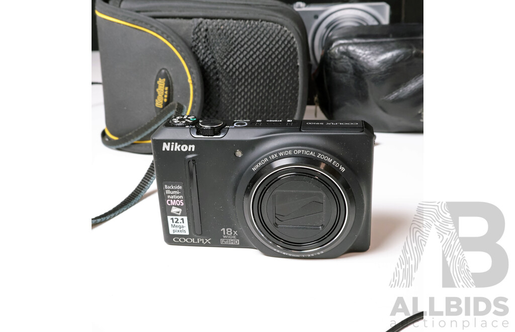 Vintage Compact & Rangefinder Cameras: Nikon Coolpix S9100, Olympus Pen EE & Ricoh TF-500D with Vintage Filters & Accessories
