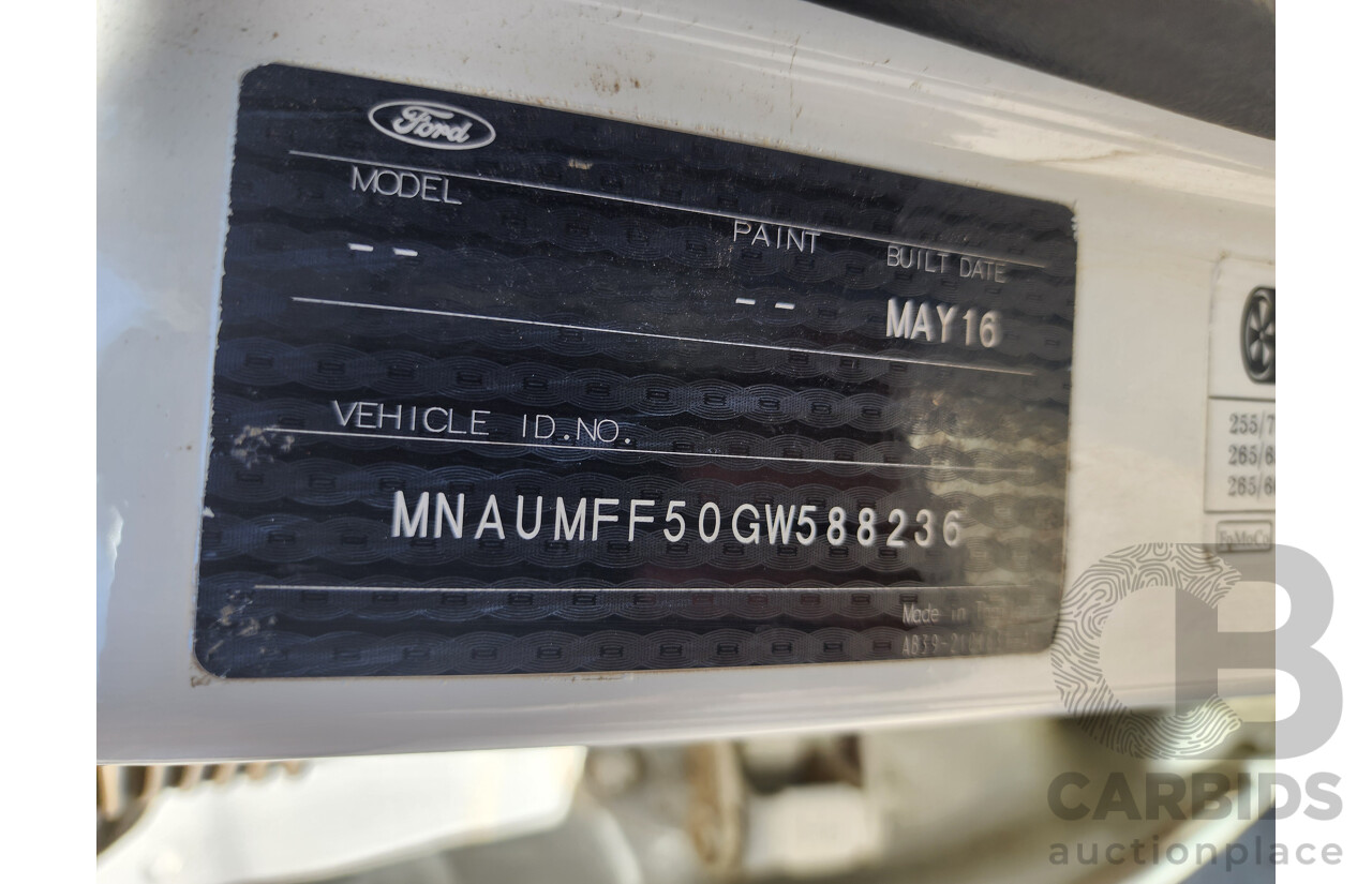 06/2016 Ford Ranger XLS 3.2 (4x4) PX MKII Dual Cab Utility White Turbo Diesel 3.2L