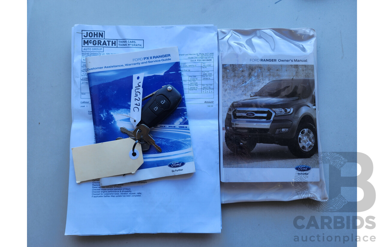 06/2016 Ford Ranger XLS 3.2 (4x4) PX MKII Dual Cab Utility White Turbo Diesel 3.2L