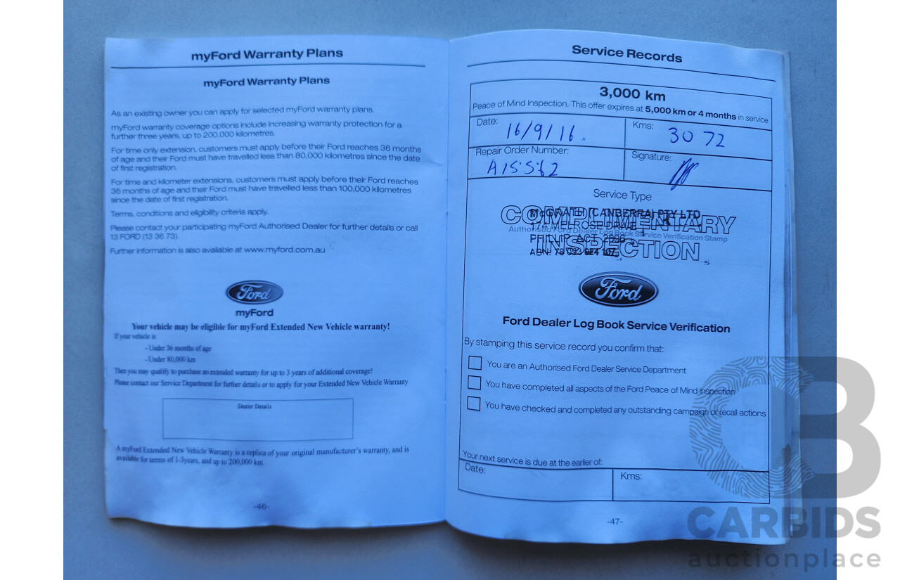 06/2016 Ford Ranger XLS 3.2 (4x4) PX MKII Dual Cab Utility White Turbo Diesel 3.2L