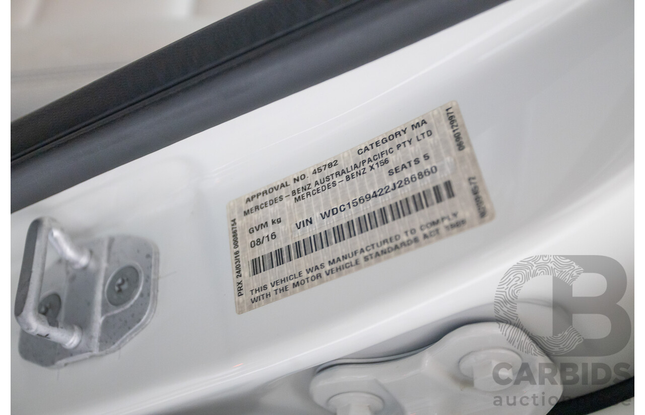 8/2016 Mercedes-Benz GLA 180 X156 MY16 4D Wagon Calcite White Turbo 1.6L