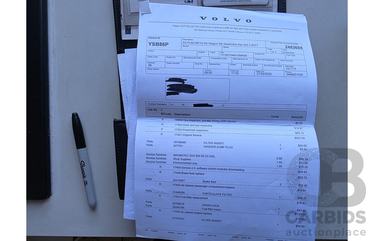 6/2010 Volvo XC70 D5 BZ MY10 4d Wagon Seashell Silver Metallic Turbo Diesel 2.4L