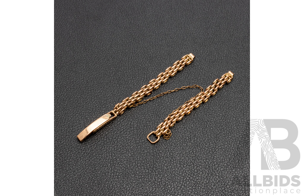 9ct Rose Gold Watch Strap/Scrap Gold. Length - 13cms