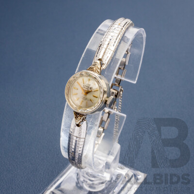 Vintage Cyprus DeLuxe 10ct White Gold Plated Womens Watch