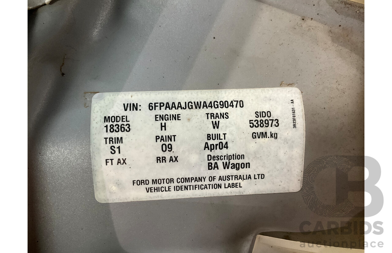 4/2004 Ford Falcon XT BA 4d Wagon Lightning Strike Silver Metallic 4.0L