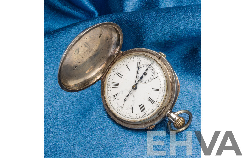 Vintage 1880's Silver & Gold Chronograph Pocket Watch - 122.4gms
